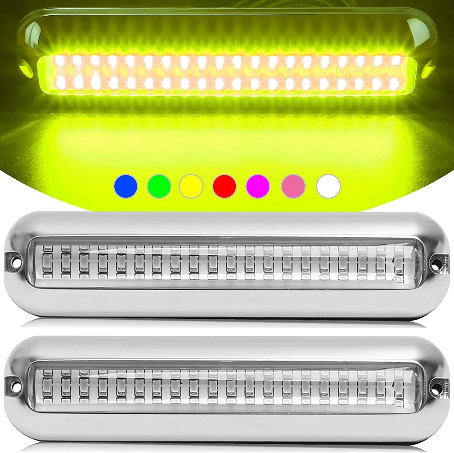 RGB Colorful LED Boat Interior Lights 2000LM Stainless Steel  Underwater Yacht Light 10~36V IP68 Waterproof Nautical Spotlights