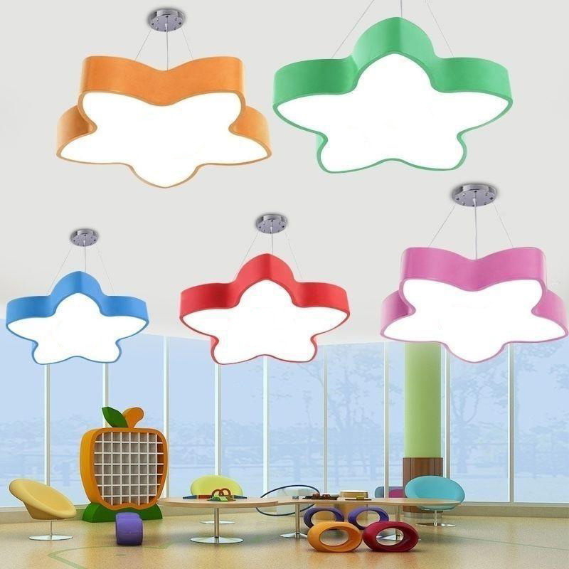 Colorful five-pointed star kindergarten chandelier daycare lighting star pendant light children's classroom led pendant lamp