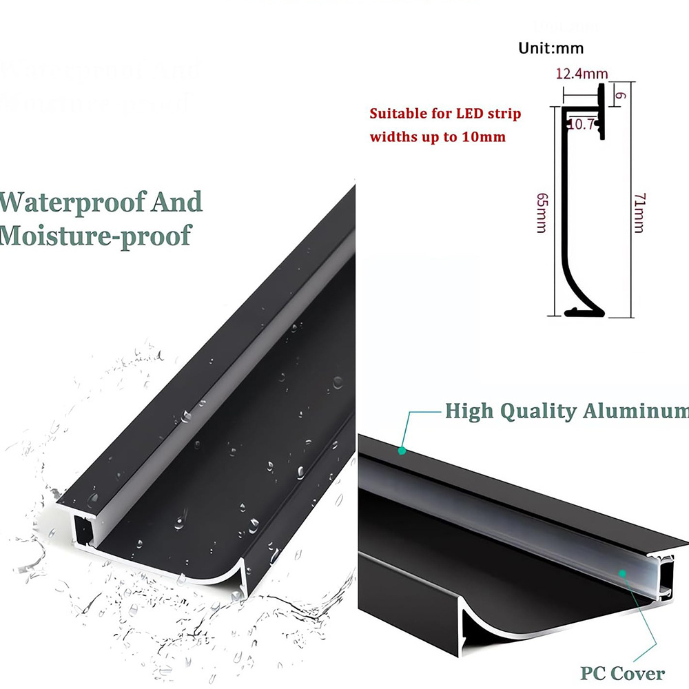 1 m LED aluminum baseboard,H 65 mm LED skirt line strip light Aluminum channel baseboard light with milky white cover