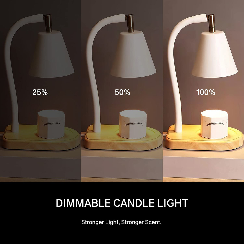 Candle Warmer Lamp, Timer Dimmab Candle Lamp with Flexible Adjustment Lever for Melting Jarred Scented Candles, Includes 2 Bulbs