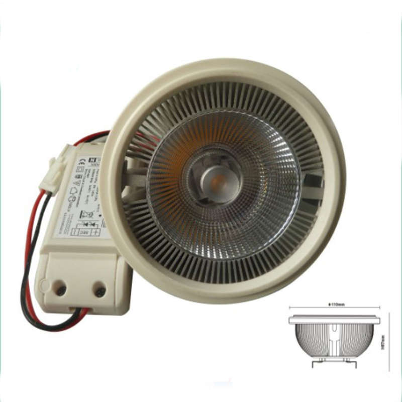 Aluminum 15W COB AR111 Led grille downlight round anti glare GU10 LED ES111 spotlight 20W GU5.3 recessed Led ceiling light