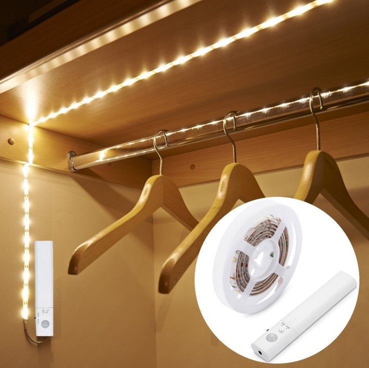 4.92ft PIR Motion Sensor Activated LED Stair Lights Indoor Stairway Lighting Staircase Kit 5V Warm White LED Linear Strip Lamp