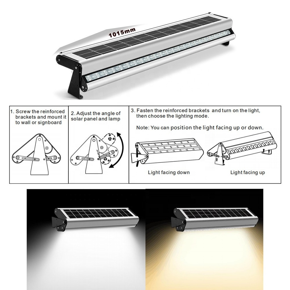 Solar Led Linear Wall Washer Light 12W DC 6V Aluminum IP65 outdoor wall mounted Solar Wall Washer Commercial Advertising Light