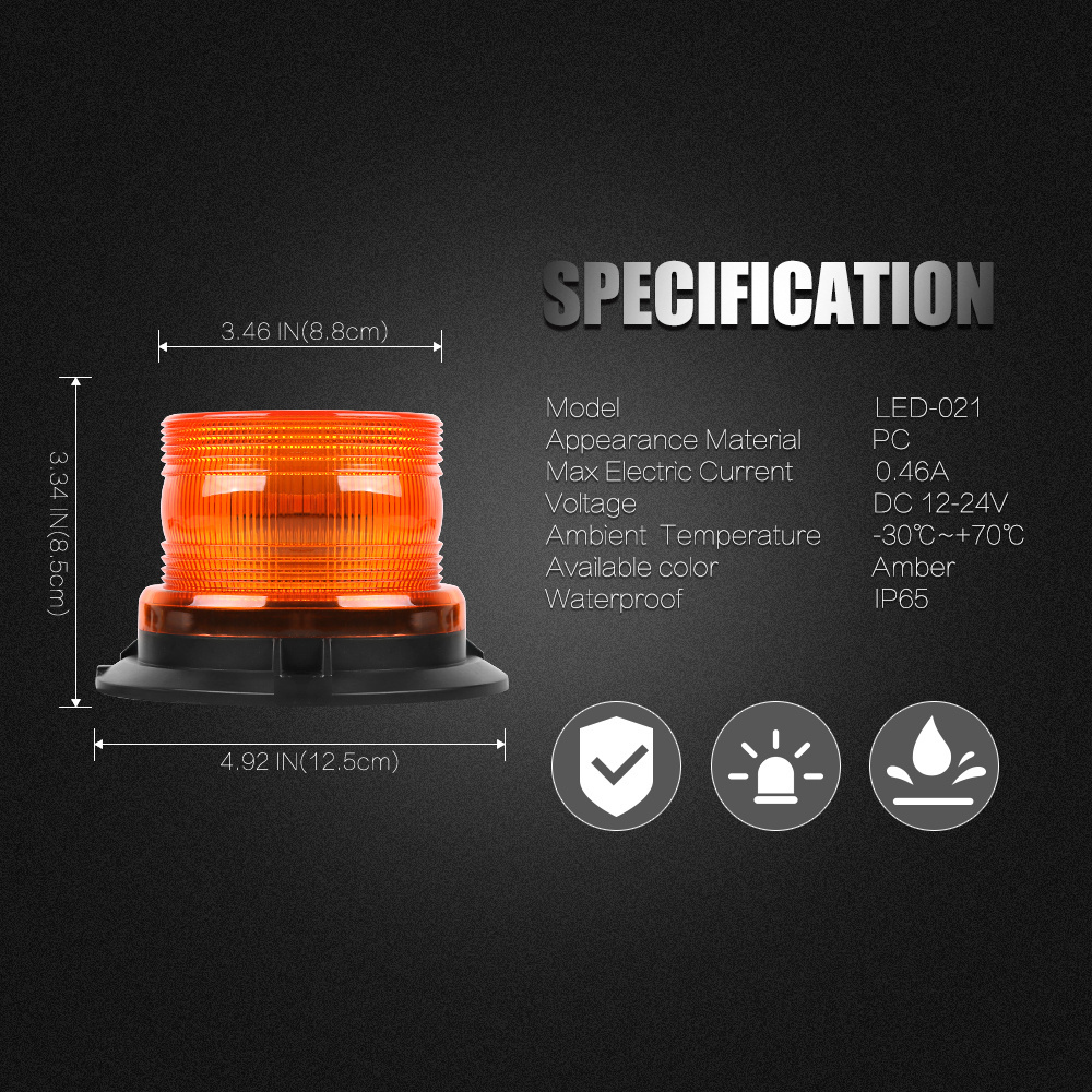 High quality 12v rotate flash led beacon light 24w led warning light  for truck or emergency vehicles