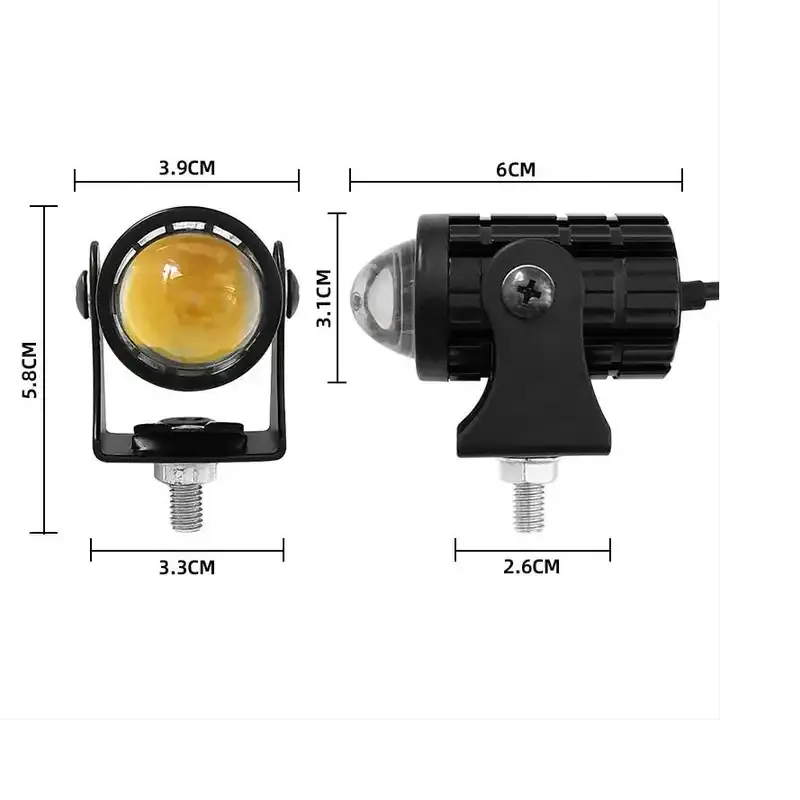 Motorcycle Lighting System Accessories Led Auxiliary Light 3 Inch High Low Beam Dual Color Mini Driving Light