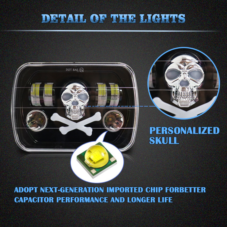 2023 Top Quality Angel Eye LED Headlight 7inch Square RGB 45W 5x7