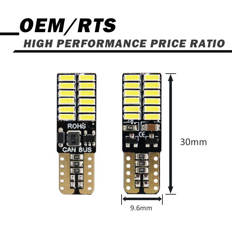 T10 LED Canbus Auto LED Bulb 4014 24SMD LED T10 Canbus Interior Light For Car License Plate Light