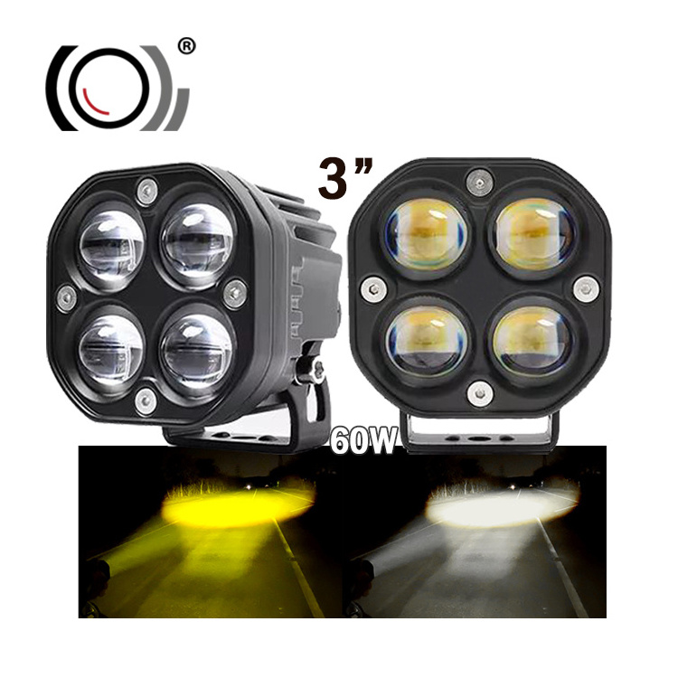 MOXI IOL 12V 40W Automotive Square Fog Work Light Amber 3inch Car LED  laser gun driving  Light for motorcycle tractor