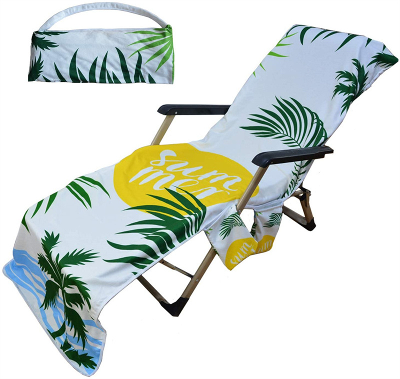 Beach Chair Cover Pocket Towel Patio Pool Chaise Lounge Beach Towel