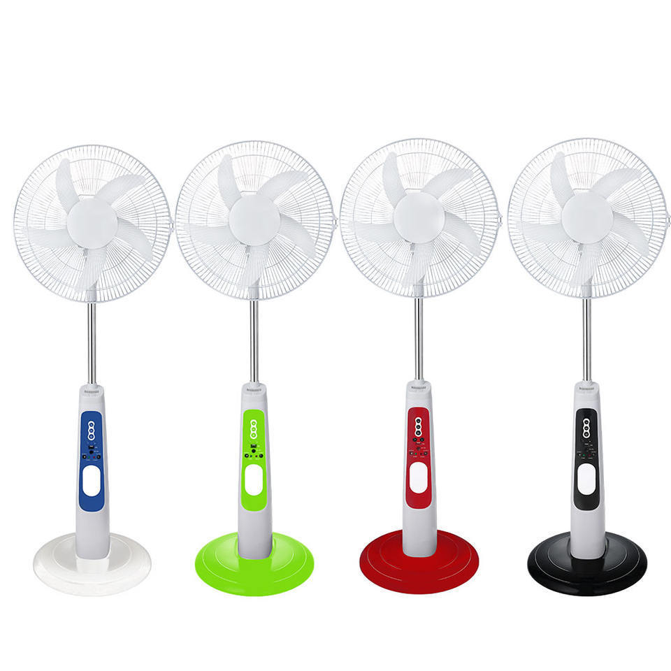 16 Inches 5 Blades Rechargeable Stand Fan Portable Solar Power Electric Rechargeable Solar Floor Fan