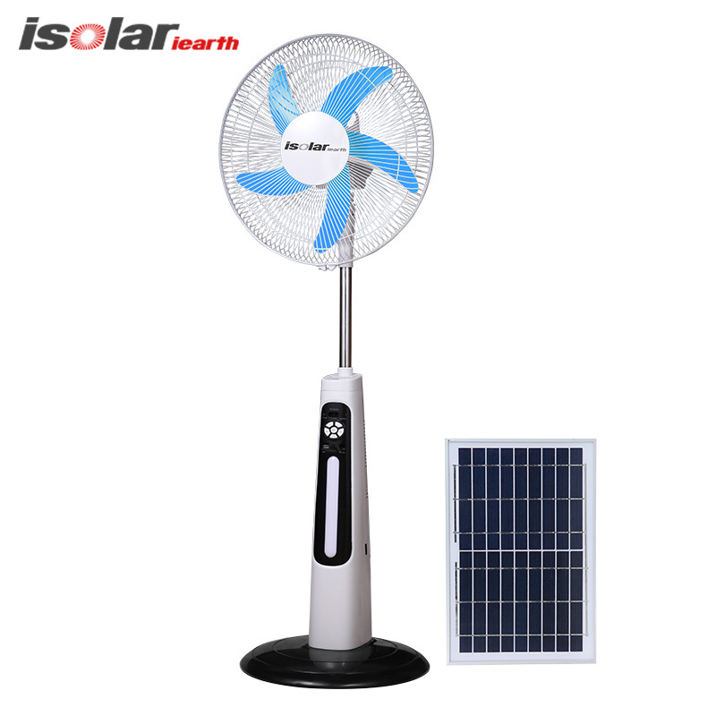 Remote Control 18 Inches 5 Blades Rechargeable Stand Fan 12 Pcs Led Night Light Dc Fan Solar Floor Fans For Home 18 Inch