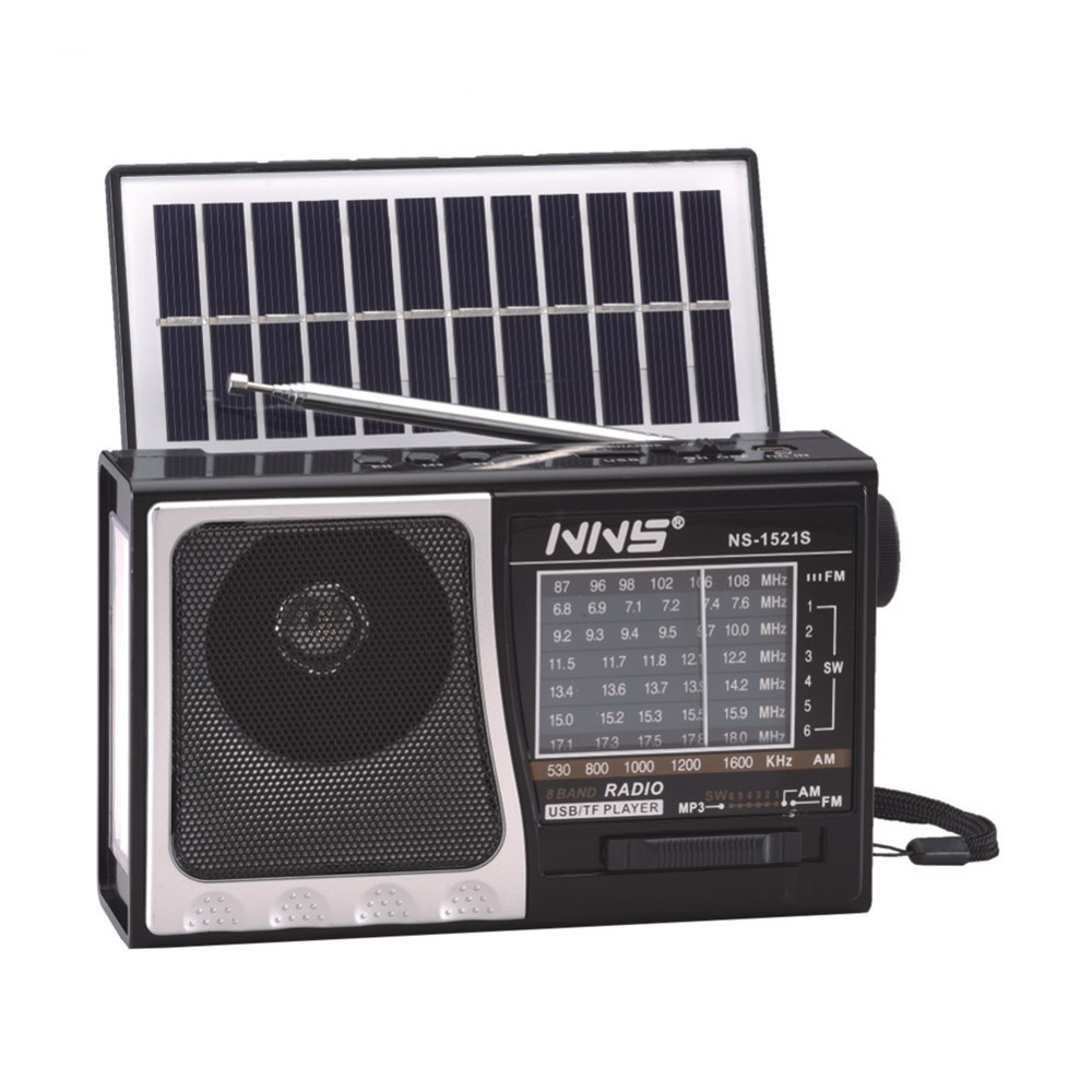 NS- 1521S FM AM SW1-6 8 Band Vintage Retro Radio Rechargeable Radio With USB SD TF Mp3 and Solar panel