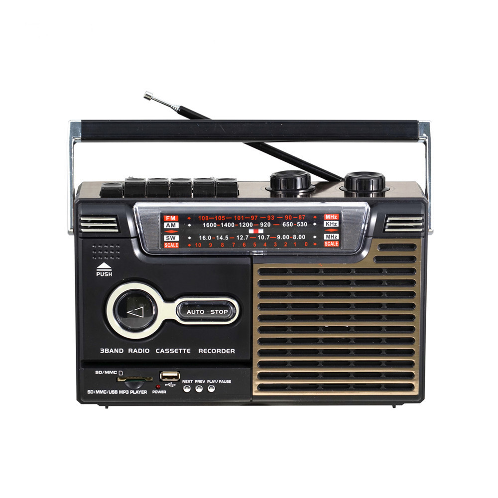 Is-336 Cassette Recorders Fm Am Sw 3 Band Radio Sd Usb Mp3 Music Player Home Radio Cassette Recorder With Fold Down Carry Handle