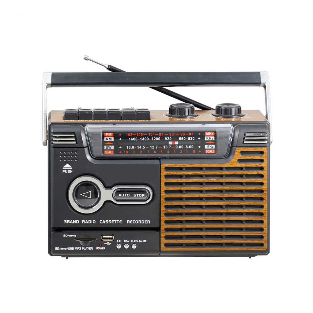 Is-336 Cassette Recorders Fm Am Sw 3 Band Radio Sd Usb Mp3 Music Player Home Radio Cassette Recorder With Fold Down Carry Handle