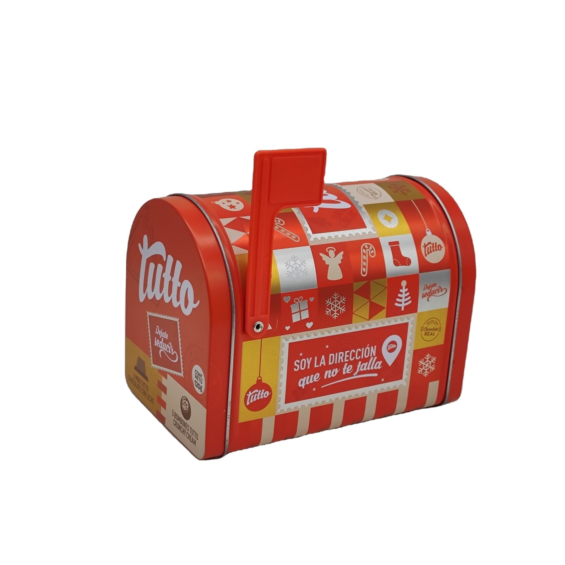 Custom Mailbox Shaped Tin Can  Christmas Gift Tin for Candy Storage Canister