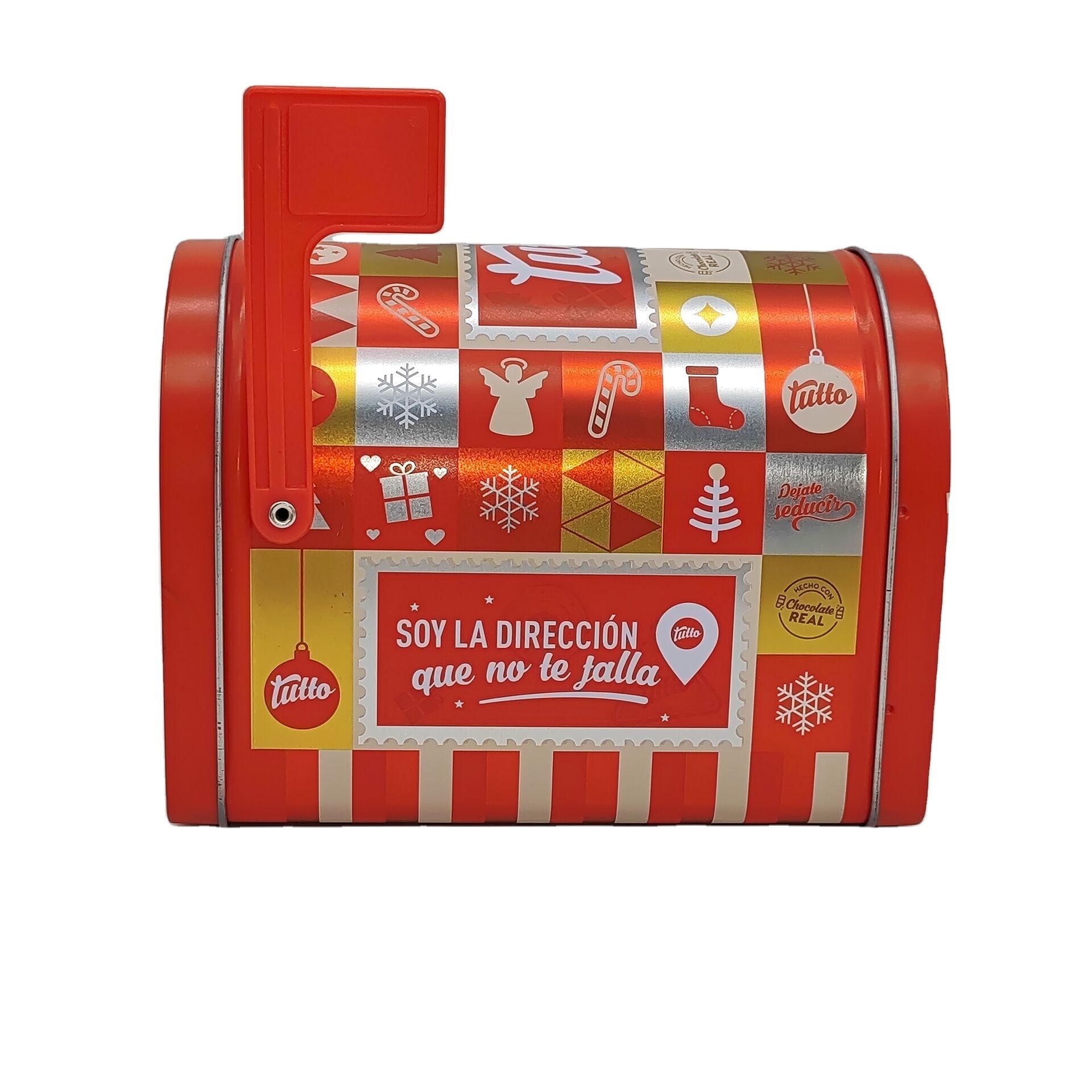 Custom Mailbox Shaped Tin Can  Christmas Gift Tin for Candy Storage Canister