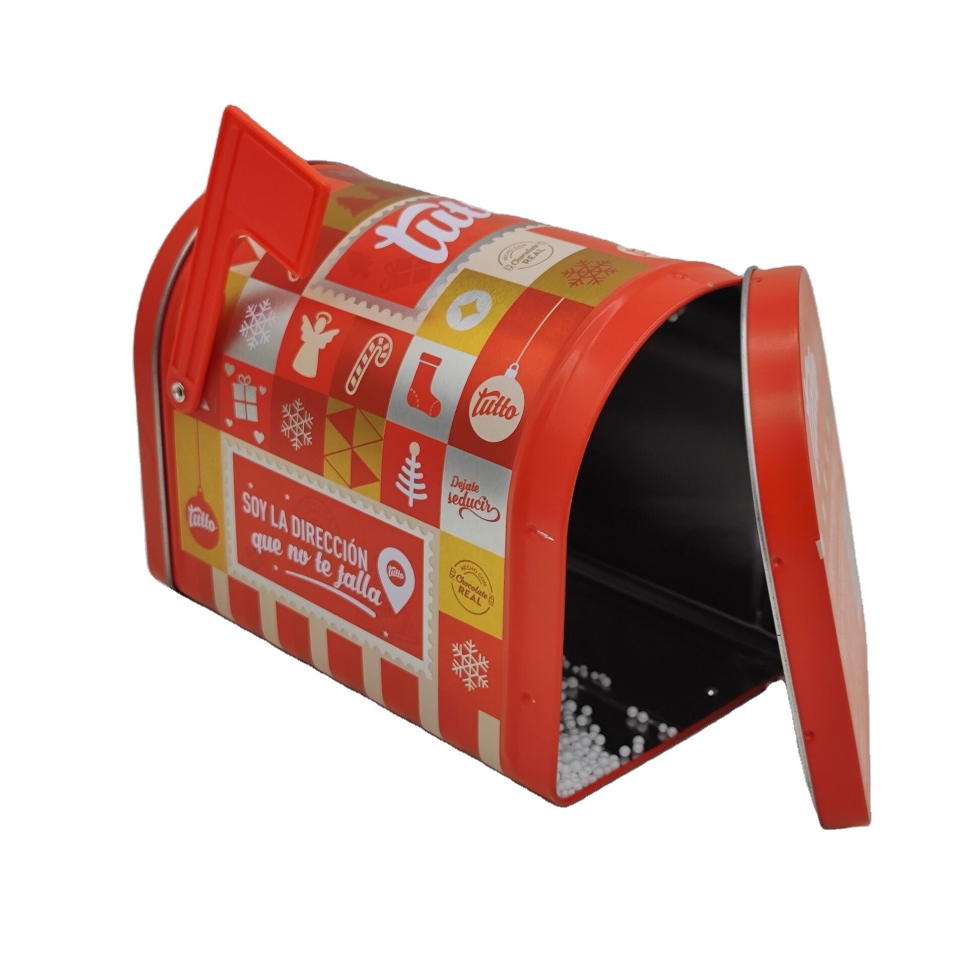 Custom Mailbox Shaped Tin Can  Christmas Gift Tin for Candy Storage Canister