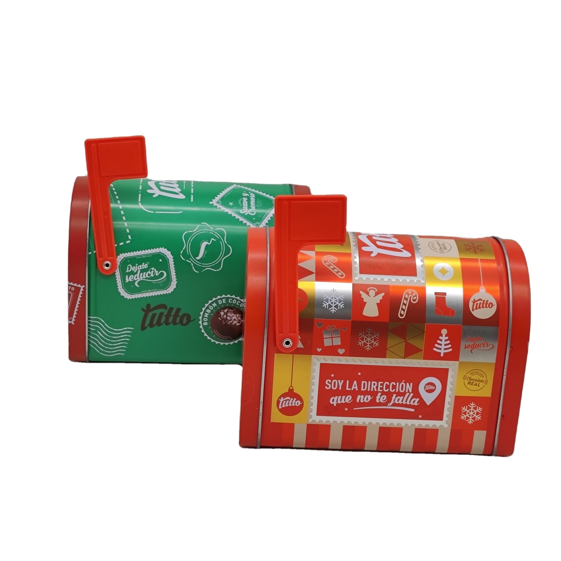 Custom Mailbox Shaped Tin Can  Christmas Gift Tin for Candy Storage Canister