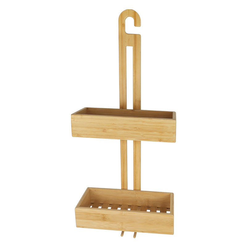 Wall Mount Bathroom Shelf with Towel Bars Bamboo Storage Towel Shelf for Bath & Household Items