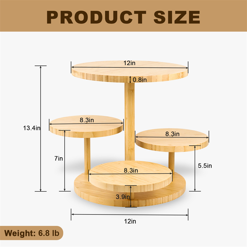 4 Tier Wooden Bamboo Wedding Cupcake Stand Cake Serving Tray Fruit Platter Cake Holder