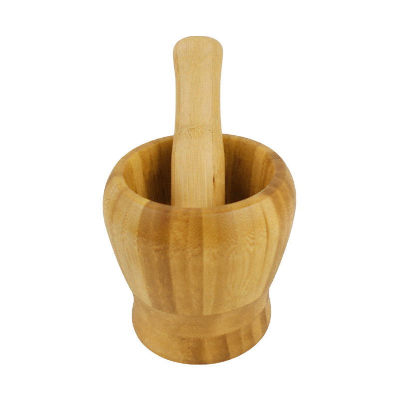 Large Wood Pestle Mortar Set Wood Bamboo Garlic Wood Shell Pepper Press Grinder Crusher Mix Garlic Bowl