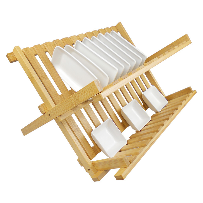 High Quality Bamboo Wood Dish Rack 3 Tier Dish Rack