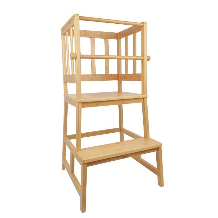 Bamboo Kitchen Step Stool Kids And Toddlers Kids Step Stool Standing Tower Learning Stool For Bathroom& Kitchen With Safety Rail