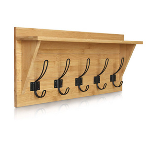 Bamboo Wall Mounted Coat Rack with Shelf