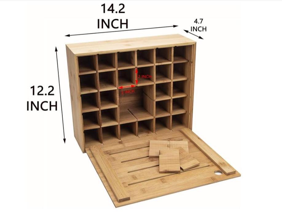 Bamboo Storage Shelf Box Kitchen Spice Rack Jewelry Organizer Drawers with Lid and Multi keep Adjustable Removable Divider