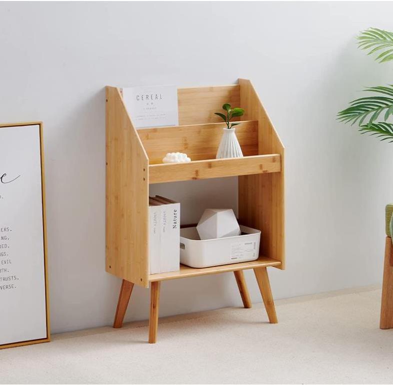 Custom Bamboo Floor Book and Magazine Display Shelf Manufacturer