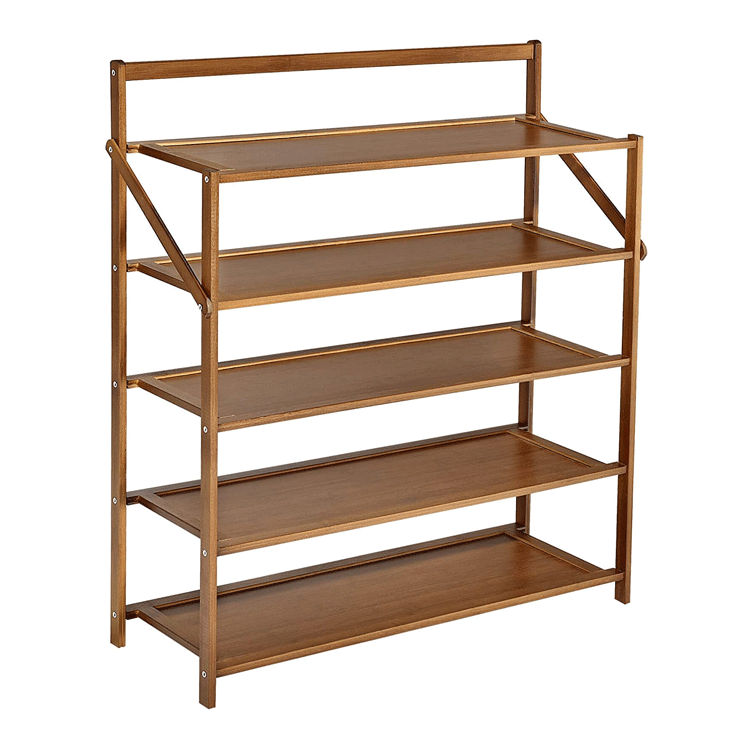 Bamboo 5 Tiers Shoe Rack can Adjustable Shoe Shelf Space Saving Shoe Storage