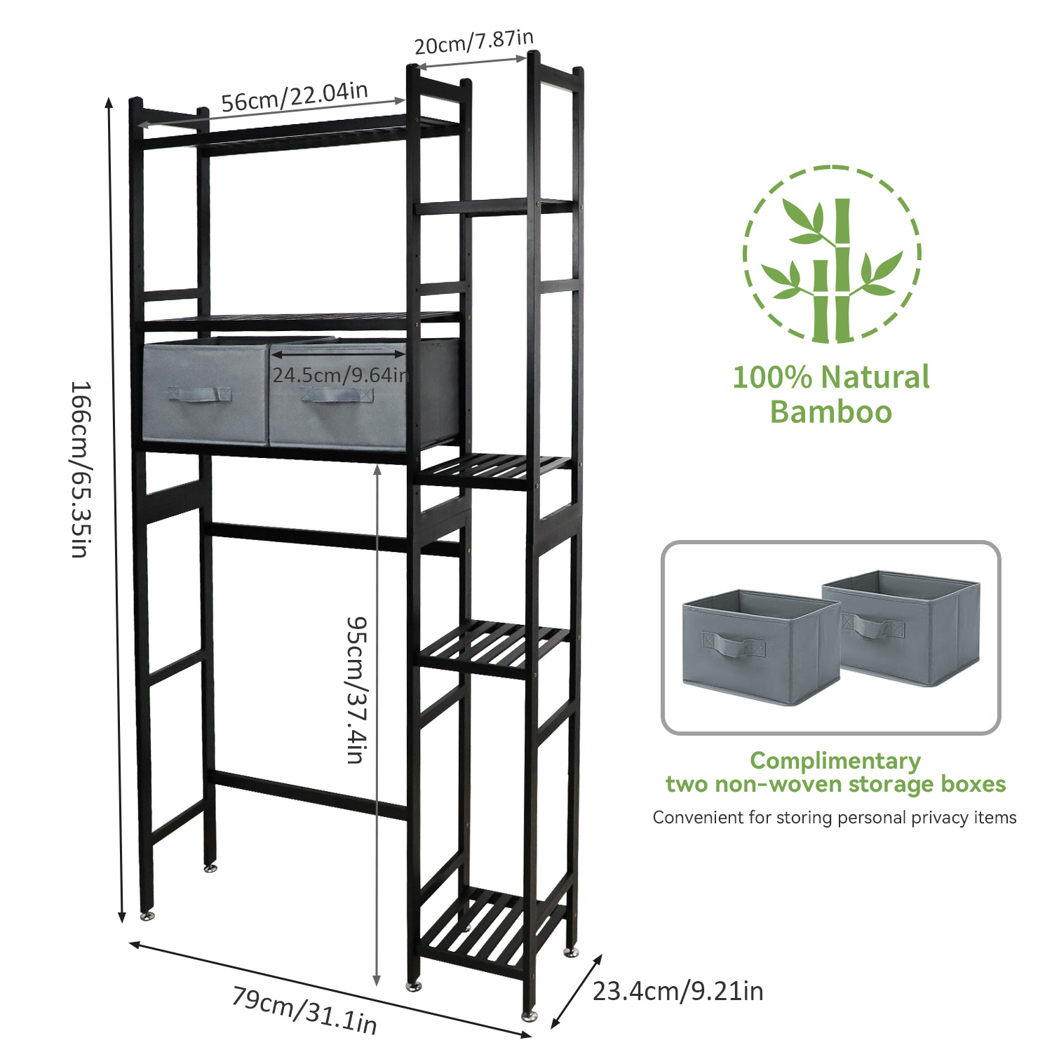 GL Multi Tier Eco-Friendly Storage Organizer Over Toilet Bamboo Rack for Bathroom Storage Shelf Bamboo Over Toilet Rack Shelf