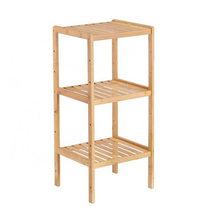 Adjustable Layer Stand Bamboo 3-Tier Small Utility Storage Shelf Rack For Living Room