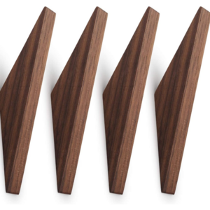 Wall Mounted Single Black Walnut Wood Natural Wooden Coat Hooks Rack