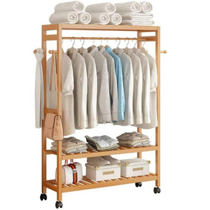 Multipurpose Clothing Stand with Top Shelf and 2 Tier Storage Shelves for Shoes Freestanding Display Organizer