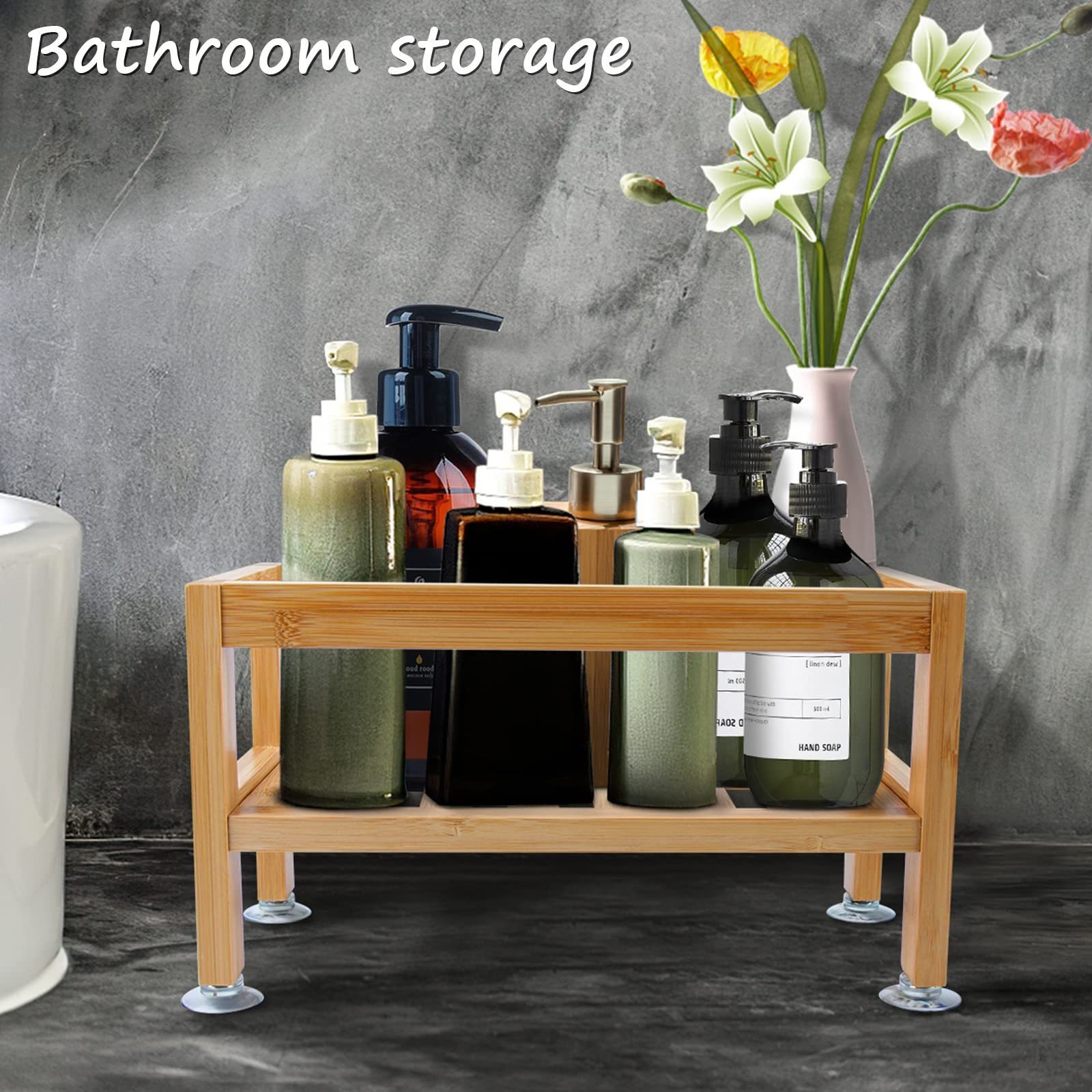 Bathroom Organizer Over The Toilet Storage Cabinet Bamboo Shelf Kitchen Organization and Storage Plant Stand Save Space