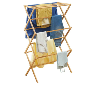 Large Capacity Indoor Outdoor Folding Bamboo Clothes Drying Rack For Dry Laundry And Hang Clothes