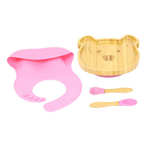 MSL BPA Free Bamboo Silicone Baby Feeding Set Silicone Baby Food set Bowl And Spoon For Kids