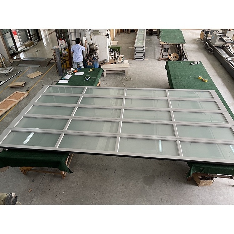 Manufacturer of silver gray aluminum alloy frame tempered frosted glass garage door exported to Canada