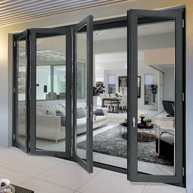 Bulk order good price exterior bi folding door external patio aluminum folding glass door