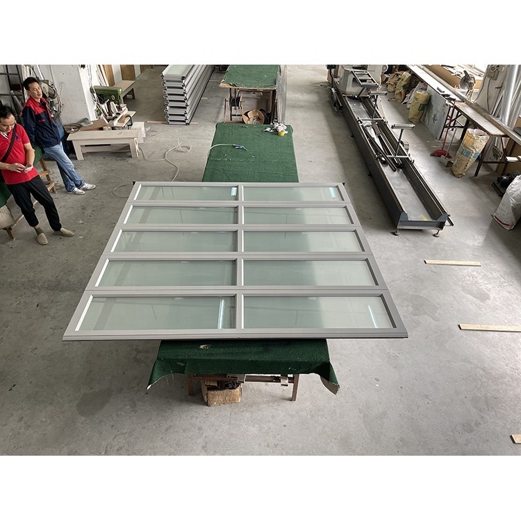 Manufacturer of silver gray aluminum alloy frame tempered frosted glass garage door exported to Canada