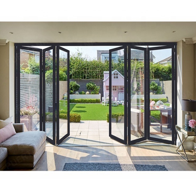 Bulk order good price exterior bi folding door external patio aluminum folding glass door