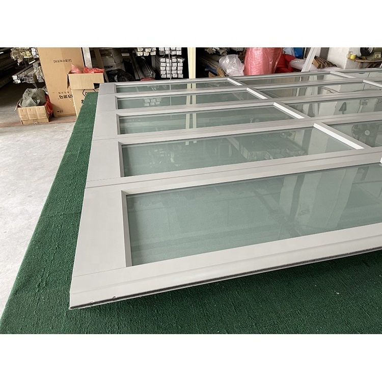 Manufacturer of silver gray aluminum alloy frame tempered frosted glass garage door exported to Canada