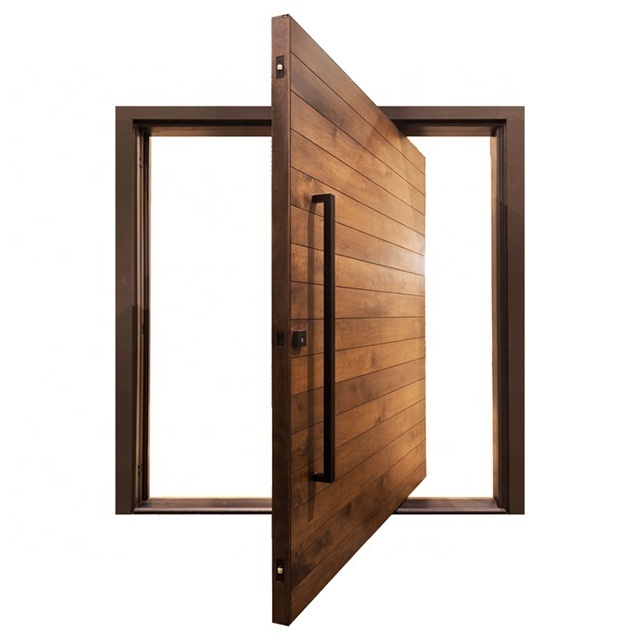 Modern Design System Floor Spring Entry Doors Solid Wood Swing Commercial Customized Color Residential House apartment Finished