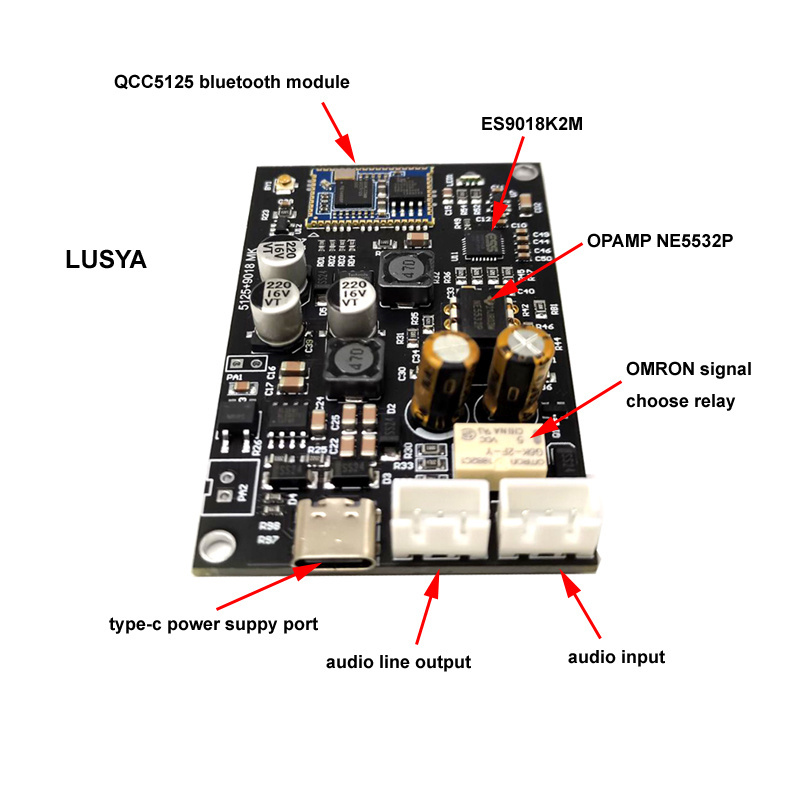 PACKBOX HiFi QCC5125 Bluetooth 5.1 Adapter Receiver APTX HD LDAC ES9018 DAC 32bit 384kHz + Antenna For HiFi Audio Amplifier