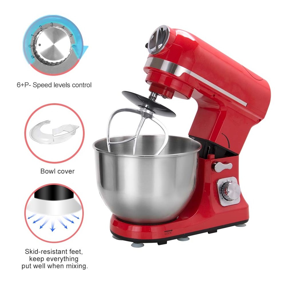 5-in-1 Multifunction 5.7 litre 1400W Household Electric Stand Mixer with Egg Whisk Dough hook Meat Grinder Fruit Vegetable Blend