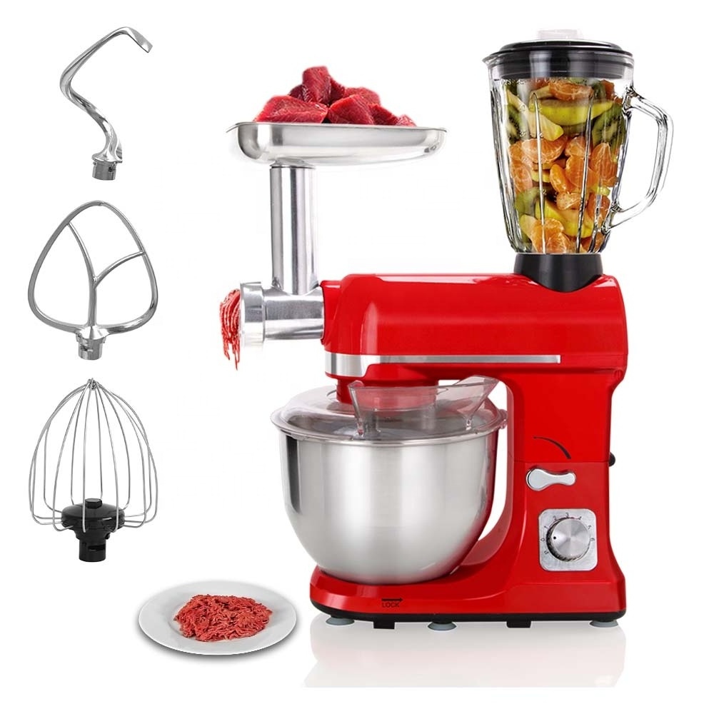 5-in-1 Multifunction 5.7 litre 1400W Household Electric Stand Mixer with Egg Whisk Dough hook Meat Grinder Fruit Vegetable Blend