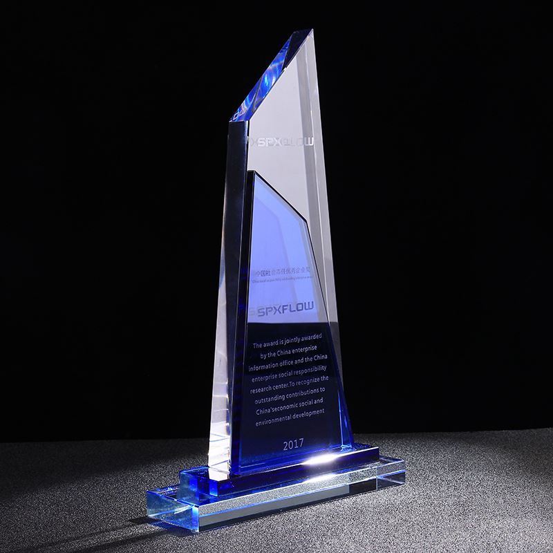 Wholesale acrylic trophy with metal plaque