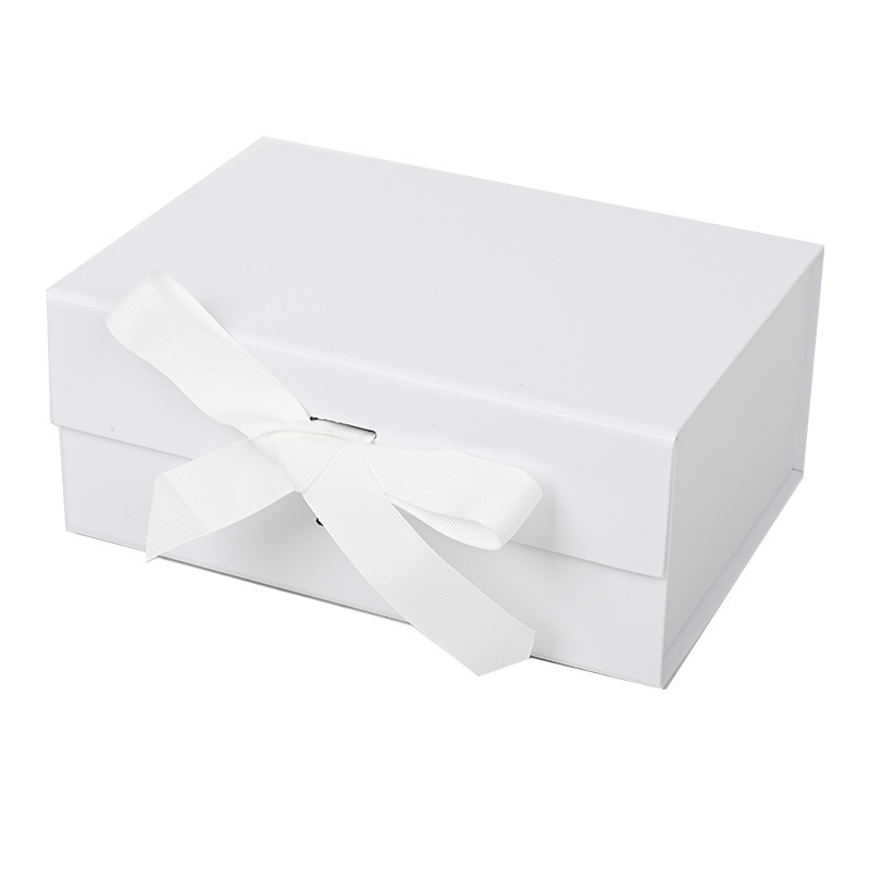 Customized cardboard box packaging folding magnetic gift box with ribbon wedding gift box for cosmetic jewelry