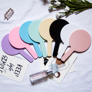 Plastic Small Handheld Round Custom Cosmetic Hand Mirrors Logo Portable Pocket Makeup Mirror Private Label Customized Bronze